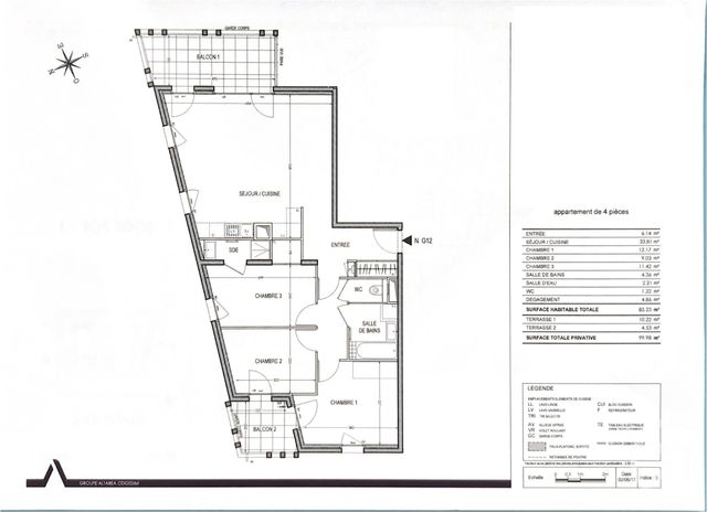 Appartement F4 à vendre - 4 pièces - 85,42 m2 - Lyon - 69007 - RHONE-ALPES